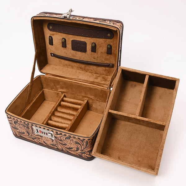 ADBGA633 American Darling Artisan Hand Tooled Leather Locking Jewelry Case