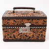 ADBGA634 American Darling Tooled Leather Lockbox with Floral Scrollwork & Combination Lock