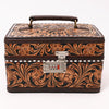 ADBGA634 American Darling Tooled Leather Lockbox with Floral Scrollwork & Combination Lock