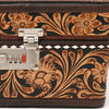 ADBGA634 American Darling Tooled Leather Lockbox with Floral Scrollwork & Combination Lock