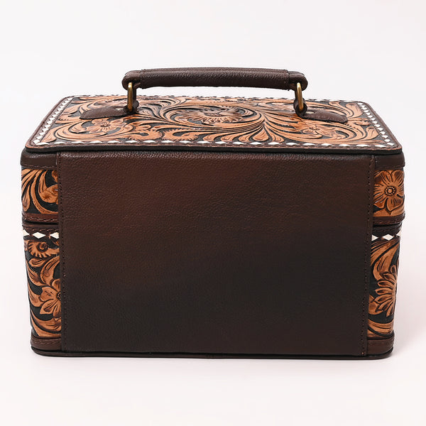 ADBGA634 American Darling Tooled Leather Lockbox with Floral Scrollwork & Combination Lock