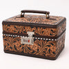 ADBGA634 American Darling Tooled Leather Lockbox with Floral Scrollwork & Combination Lock