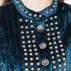 ADDR009 American Darling Teal Crushed Velvet Dress Western Studded Concho Tunic