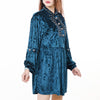 ADDR009 American Darling Teal Crushed Velvet Dress Western Studded Concho Tunic