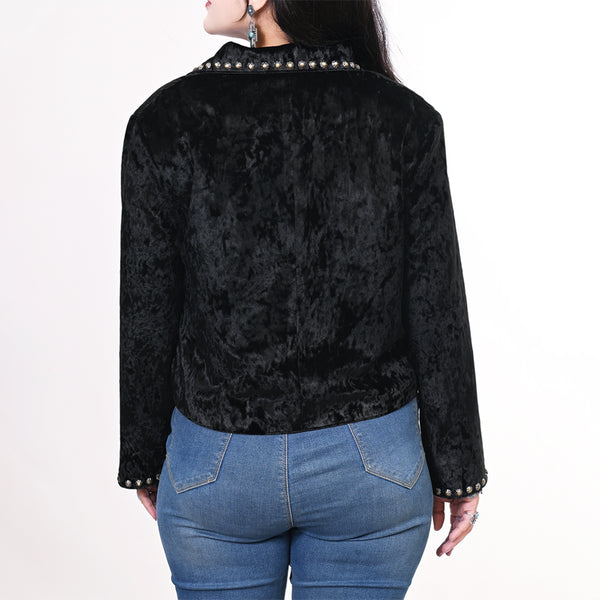 ADDR010 American Darling Black Velvet Fabric Jacket Western Studded Concho Top