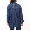ADDR019 American Darling Boho Denim Tunic Aztec Smocked Studded Sleeve