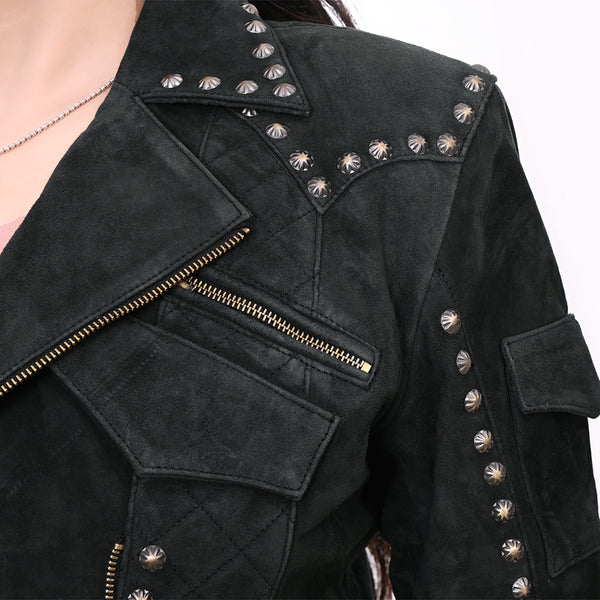 ADJKTLTR11 Genuine Leather Women Shirt Jacket Dress