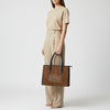 ADBGM484 Genuine suede Western Tote - White Stitch Detail with Braided Trim & Black Leather Handles