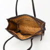 ADBGM484 Genuine suede Western Tote - White Stitch Detail with Braided Trim & Black Leather Handles