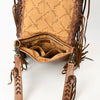 ADBGM486 Western Sunset Fringe Bag - Leather Messenger with Cowboy & Cactus Applique