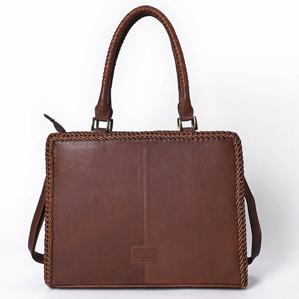 ADBGM489 Desert Road Applique Leather Tote - Western Cactus & Mountain Landscape Handbag