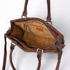 ADBGM489 Desert Road Applique Leather Tote - Western Cactus & Mountain Landscape Handbag