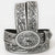 ADBL173 Hand-Tooled Silver Floral Western Leather Belt with Oval Buckle