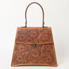 ADBGZ808 Hand-Tooled Leather Flap Tote Bag - Western Top Handle Purse