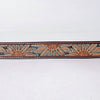 ADBLF273 Tooled Leather Western Belt - Oversized Sunflower Design with Turquoise Accents