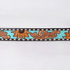 ADBLF283 Western Hand Tooled Leather Belt - Turquoise & Sunflower Floral Design
