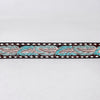 ADBLF285 Western Hand Tooled Leather Belt - Turquoise & Blush Feather Pattern