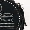 ADBG1549D American Darling Black Genuine Suede Western Canteen Bag with Stitch Detailing | Handcrafted Round Purse