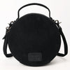 ADBG1549D American Darling Black Genuine Suede Western Canteen Bag with Stitch Detailing | Handcrafted Round Purse