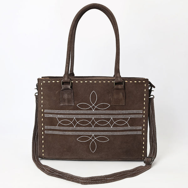 ADBG1553 American Darling Western Genuine Suede Leather Tote Bag with Buck Stitching | Handcrafted Everyday Tote