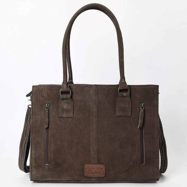 ADBG1553 American Darling Western Genuine Suede Leather Tote Bag with Buck Stitching | Handcrafted Everyday Tote
