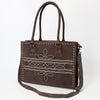 ADBG1553 American Darling Western Genuine Suede Leather Tote Bag with Buck Stitching | Handcrafted Everyday Tote