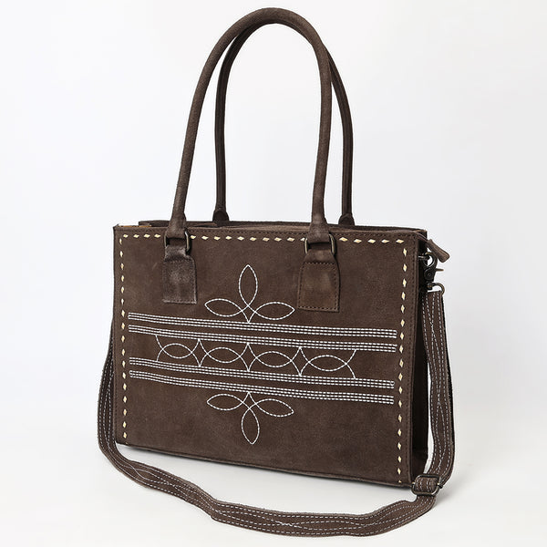 ADBG1553 American Darling Western Genuine Suede Leather Tote Bag with Buck Stitching | Handcrafted Everyday Tote