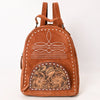 ADBG1574 American Darling Genuine Suede Leather Backpack Bag with Hand Tooled Floral Front & Buck Stitch Accents