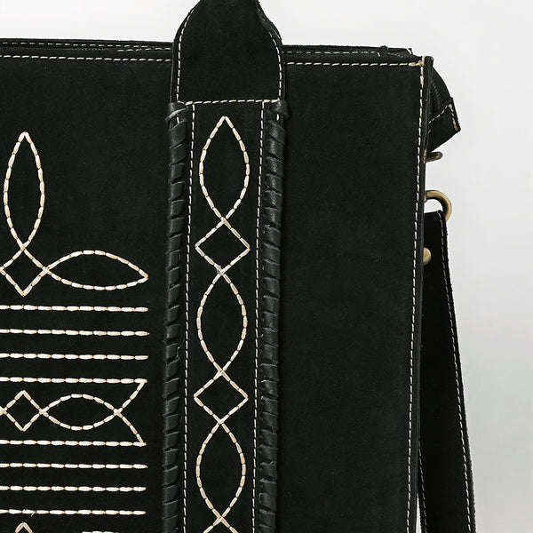ADBGA607 American Darling Boot Stitched Braided Genuine Suede Leather Tote Bag