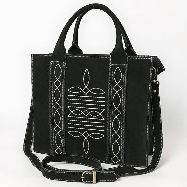 ADBGA607 American Darling Boot Stitched Braided Genuine Suede Leather Tote Bag