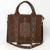 ADBGA607 American Darling Boot Stitched Braided Genuine Suede Leather Tote Bag