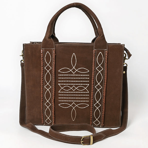 ADBGA607 American Darling Boot Stitched Braided Genuine Suede Leather Tote Bag