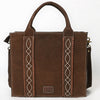 ADBGA607 American Darling Boot Stitched Braided Genuine Suede Leather Tote Bag