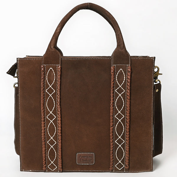 ADBGA607 American Darling Boot Stitched Braided Genuine Suede Leather Tote Bag