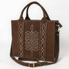 ADBGA607 American Darling Boot Stitched Braided Genuine Suede Leather Tote Bag