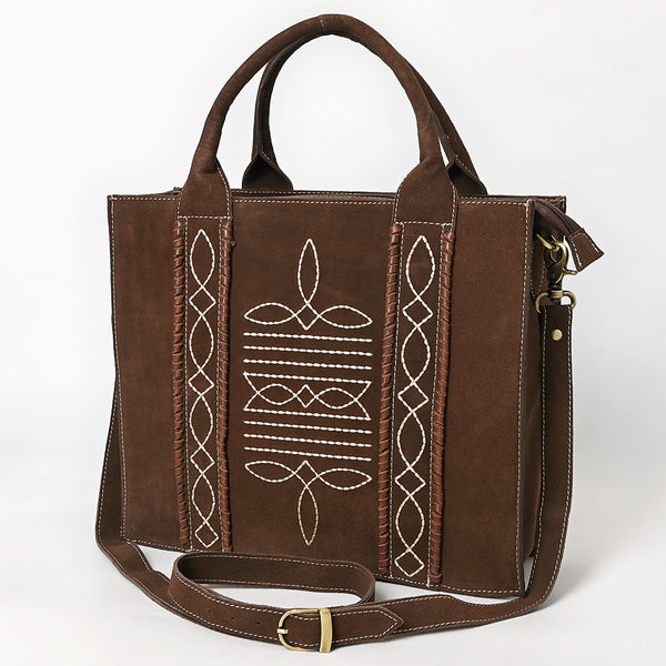 ADBGA607 American Darling Boot Stitched Braided Genuine Suede Leather Tote Bag
