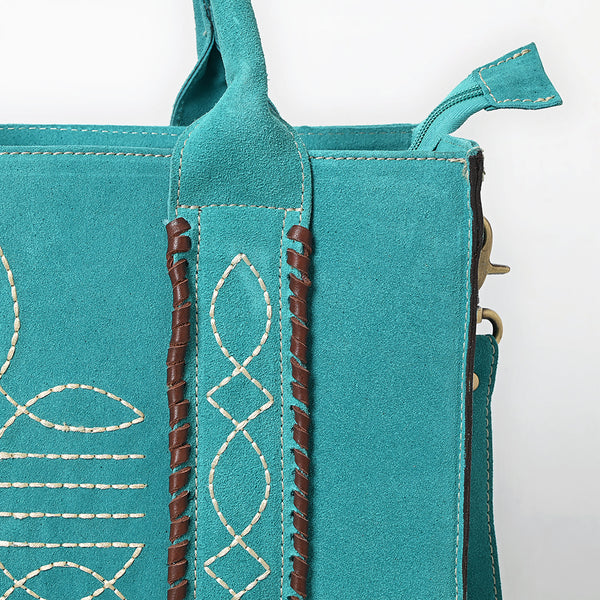 ADBGA607 American Darling Boot Stitched Braided Genuine Suede Leather Tote Bag