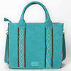 ADBGA607 American Darling Boot Stitched Braided Genuine Suede Leather Tote Bag