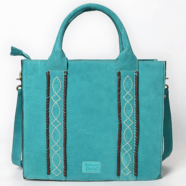 ADBGA607 American Darling Boot Stitched Braided Genuine Suede Leather Tote Bag