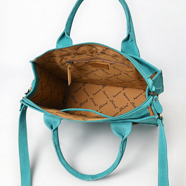 ADBGA607 American Darling Boot Stitched Braided Genuine Suede Leather Tote Bag