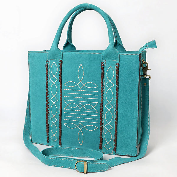 ADBGA607 American Darling Boot Stitched Braided Genuine Suede Leather Tote Bag
