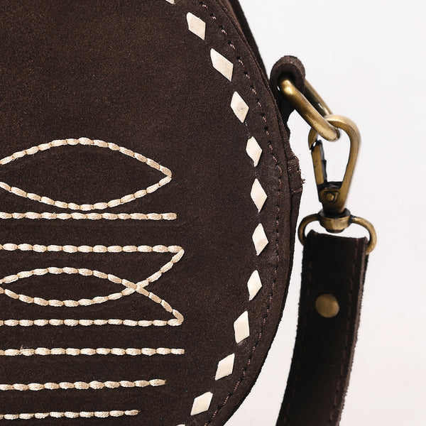 ADBGA620 American Darling Boot Stitched Genuine Suede Leather Canteen Bag