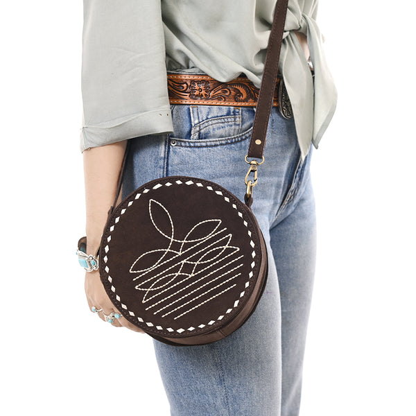 ADBGA620 American Darling Boot Stitched Genuine Suede Leather Canteen Bag