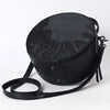 ADBG1563D American Darling Western Genuine Leather Canteen Bag | Black Crocodile Embossed Round Crossbody