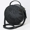 ADBG1563D American Darling Western Genuine Leather Canteen Bag | Black Crocodile Embossed Round Crossbody