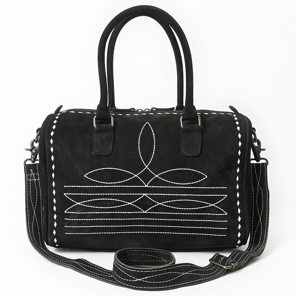 ADBG1585A American Darling Western Genuine Leather Duffel Bag with Genuine Suede Finish & Boot-Stitched Detailing