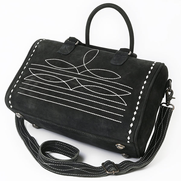 ADBG1585A American Darling Western Genuine Leather Duffel Bag with Genuine Suede Finish & Boot-Stitched Detailing
