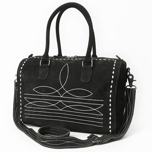 ADBG1585A American Darling Western Genuine Leather Duffel Bag with Genuine Suede Finish & Boot-Stitched Detailing