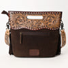 ADBG1584 American Darling Hand-Tooled Western Leather Cross Body Bag with Fringe & Carved Detailing