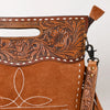 ADBG1584 American Darling Hand-Tooled Western Leather Cross Body Bag with Fringe & Carved Detailing